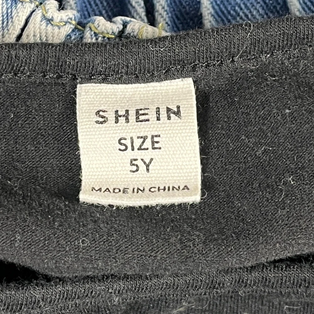 Shein Blouse Set Girls 5Y Multi Floral Butterfly Sleeve Straight Jeans Lot Of 3